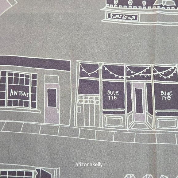 NWOT Silk Scarf Hand Rolled New York City Greenwich Village Manhattan Landmarks - Picture 12 of 13